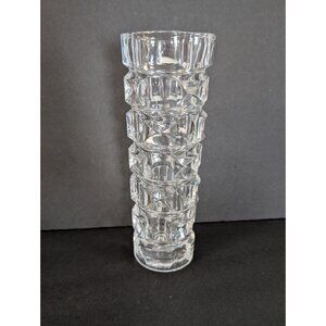 cristal D'Arques Cut Glass Crystal Vase 8 Inch Tall Clear Textured Design